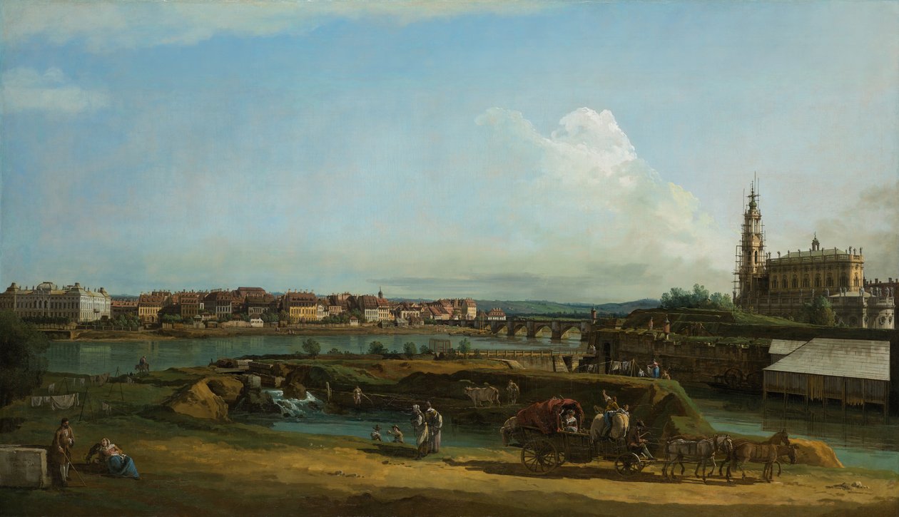 Vista de Dresden com a Hofkirche à direita, 1748 de Bernardo Bellotto