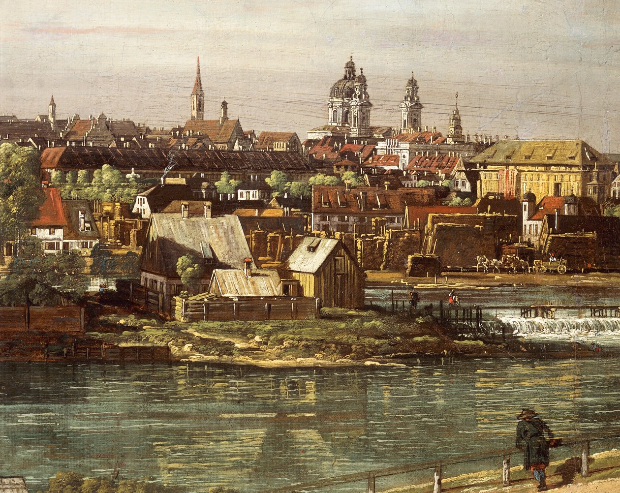 Vista de Munique de Haidhausen com o rio Isar no centro, detalhe de Bernardo Bellotto