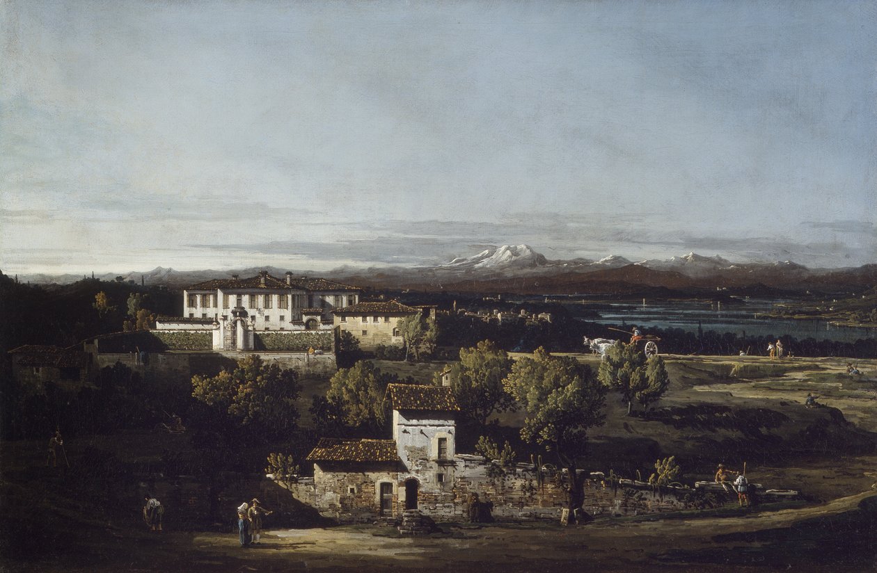 Vista de Villa Perabò, mais tarde Melzi, em Gazzada de Bernardo Bellotto