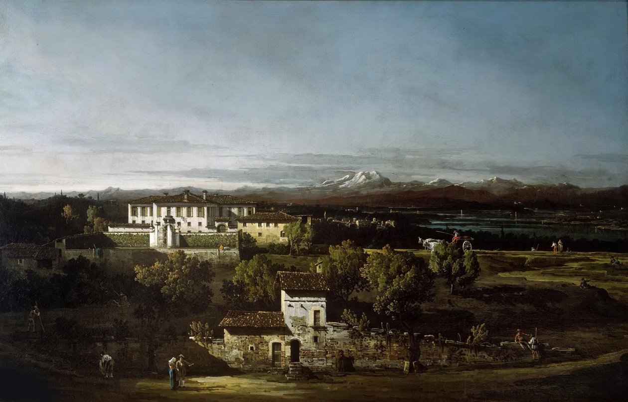 Vista de Villa Perabò, mais tarde Melzi, em Gazzada, 1744. de Bernardo Bellotto