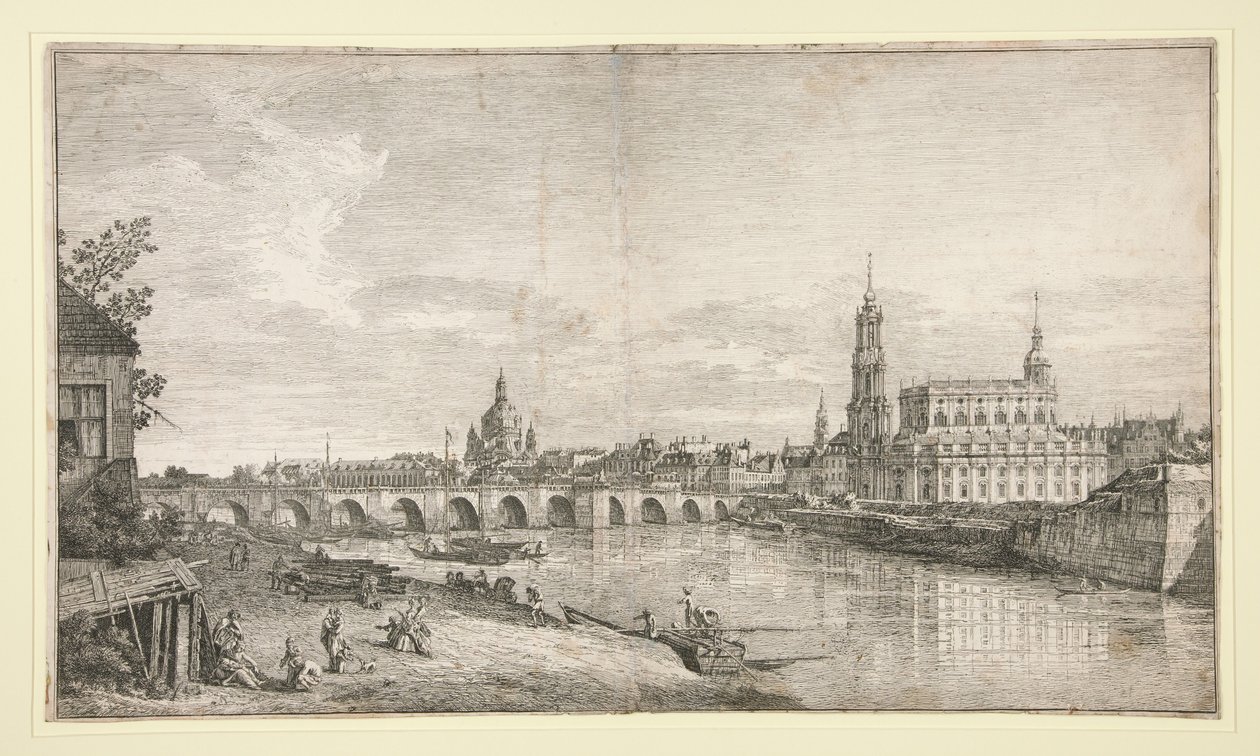 Vista da ponte em Dresden sobre o Elba de Bernardo Bellotto