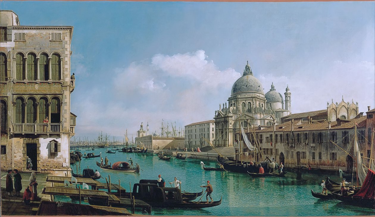 Vista do Grande Canal: Santa Maria della Salute e a Dogana do Campo Santa Maria Zobenigo de Bernardo Bellotto
