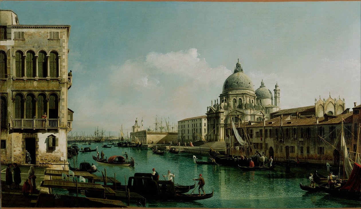 Vista do Grande Canal: Santa Maria della Salute e a Dogana do Campo Santa Maria Zobenigo de Bernardo Bellotto