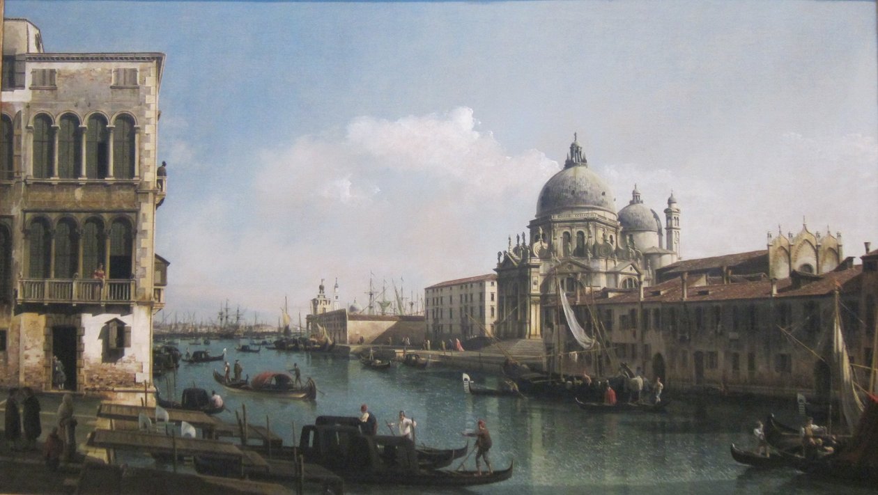 Vista do Grande Canal: Santa Maria della Salute e a Dogana do Campo Santa Maria Zobenigo de Bernardo Bellotto