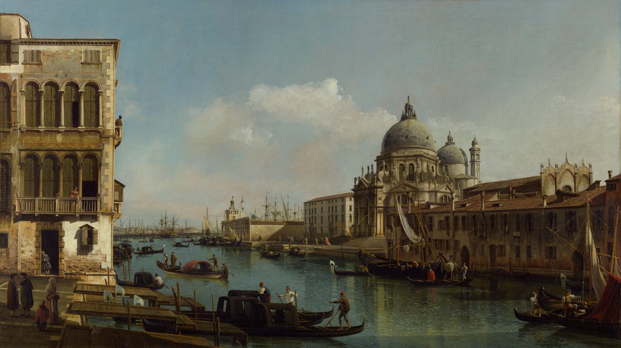 Vista do Grande Canal: Santa Maria della Salute e a Dogana do Campo Santa Maria Zobenigo de Bernardo Bellotto