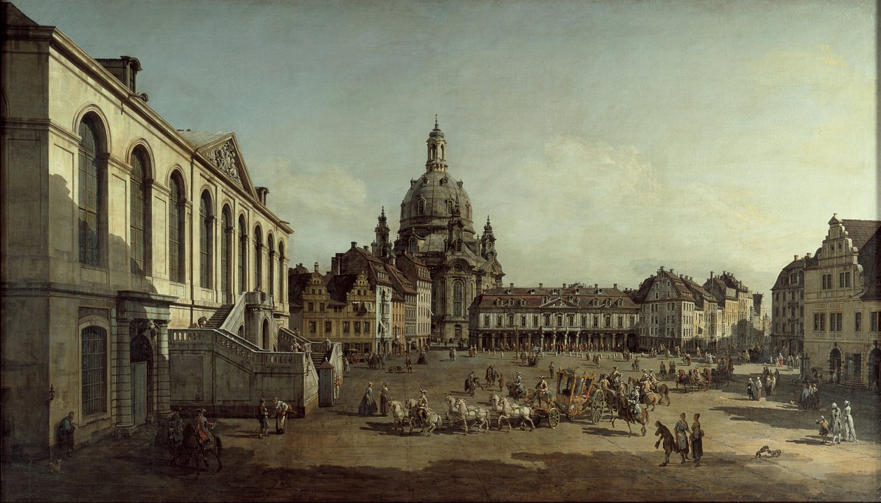 Vista do Neumarkt em Dresden a partir do Jüdenhof de Bernardo Bellotto