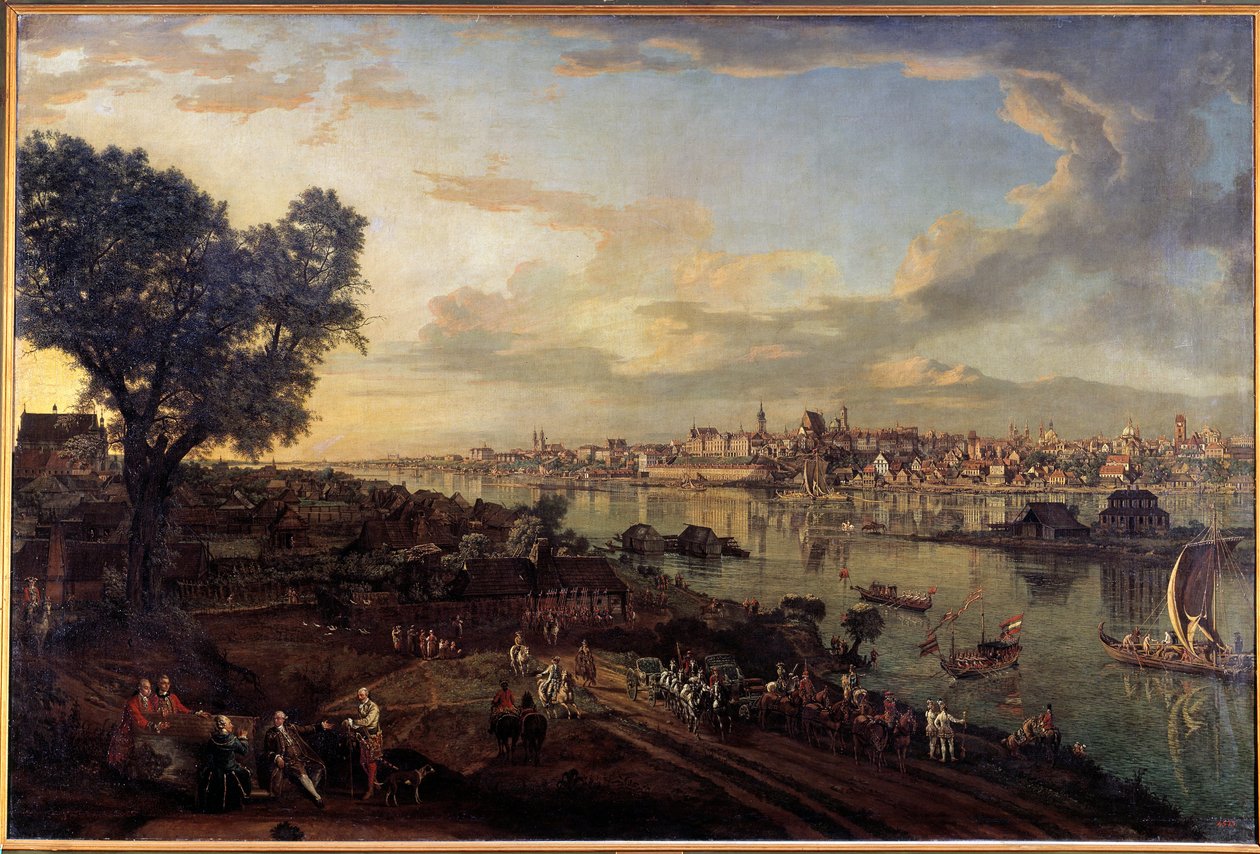 Vista da cidade de Varsóvia do subúrbio de Praga Pintura de Bernardo Bellotto (1720-1780) de Bernardo Bellotto