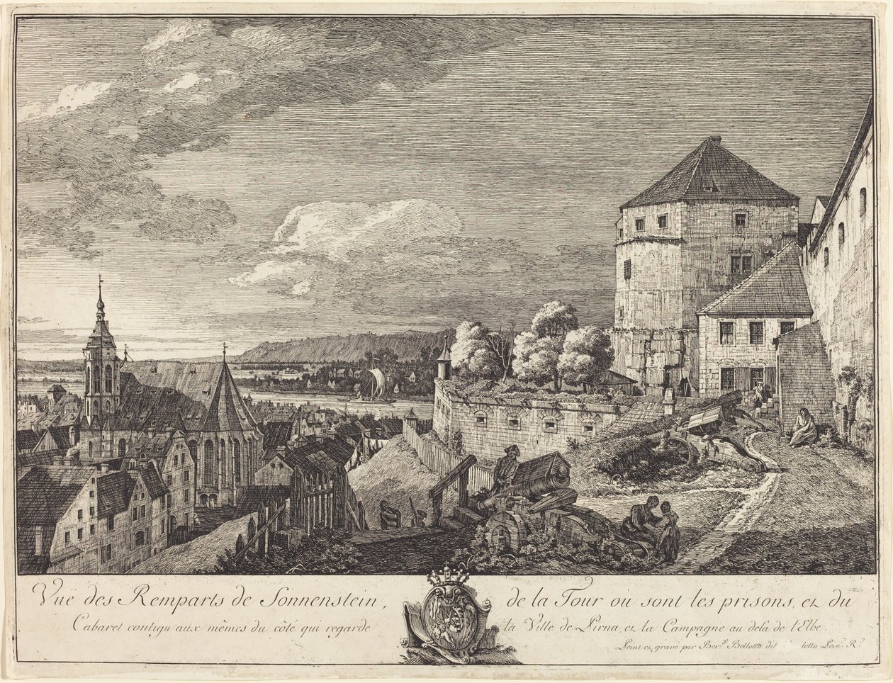 Vista das muralhas de Sonnenstein (Vista das muralhas de Sonnenstein) de Bernardo Bellotto