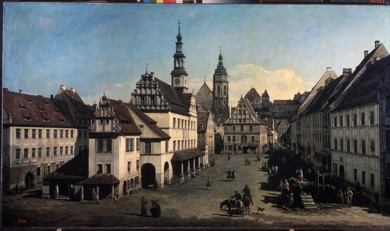 ""o mercado de Pirne, Alemanha"" (O mercado de Pirna) Pintura de Bernardo Bellotto (1720-1780) 1752-1755 Moscou, Museu Pushkin de Bernardo Bellotto