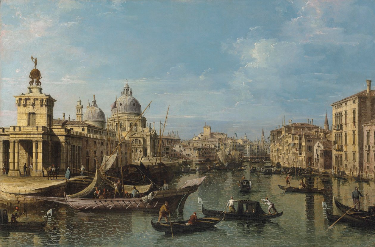 Veneza: A Entrada do Grande Canal, c.1720-80 (petróleo e tela) de Bernardo Belotto Canaletto