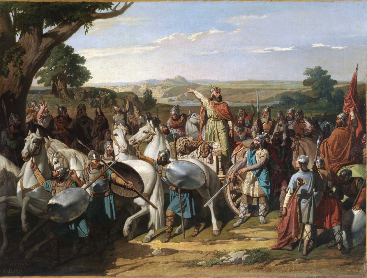 A Batalha de Guadalete par Blanco y Perez, Bernardo (1828-1876). Óleo sobre tela, tamanho : 58x78 de Bernardo Blanco y Pérez