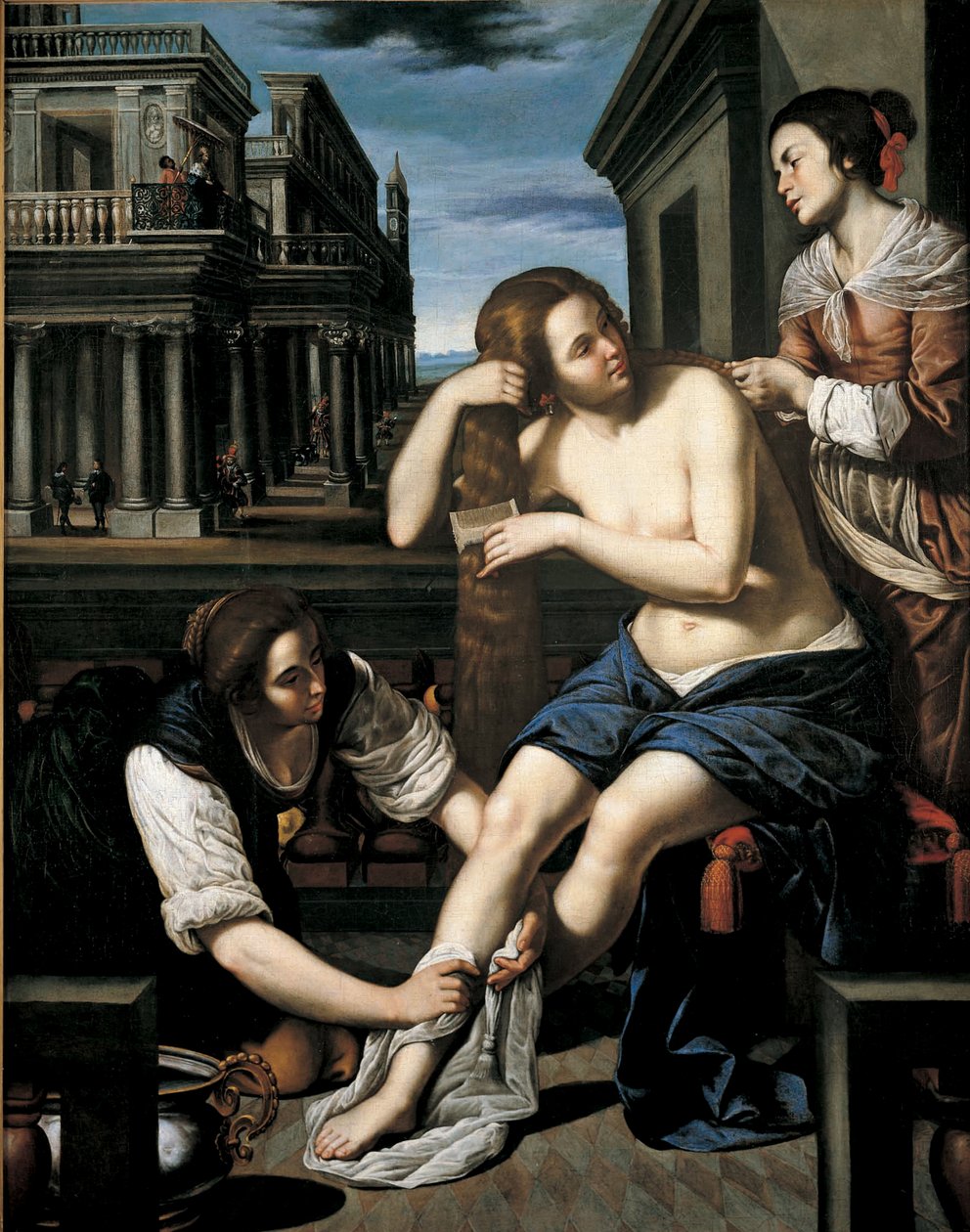 Bathsheba em Her Bath, ca 1637 de Bernardo Cavallino