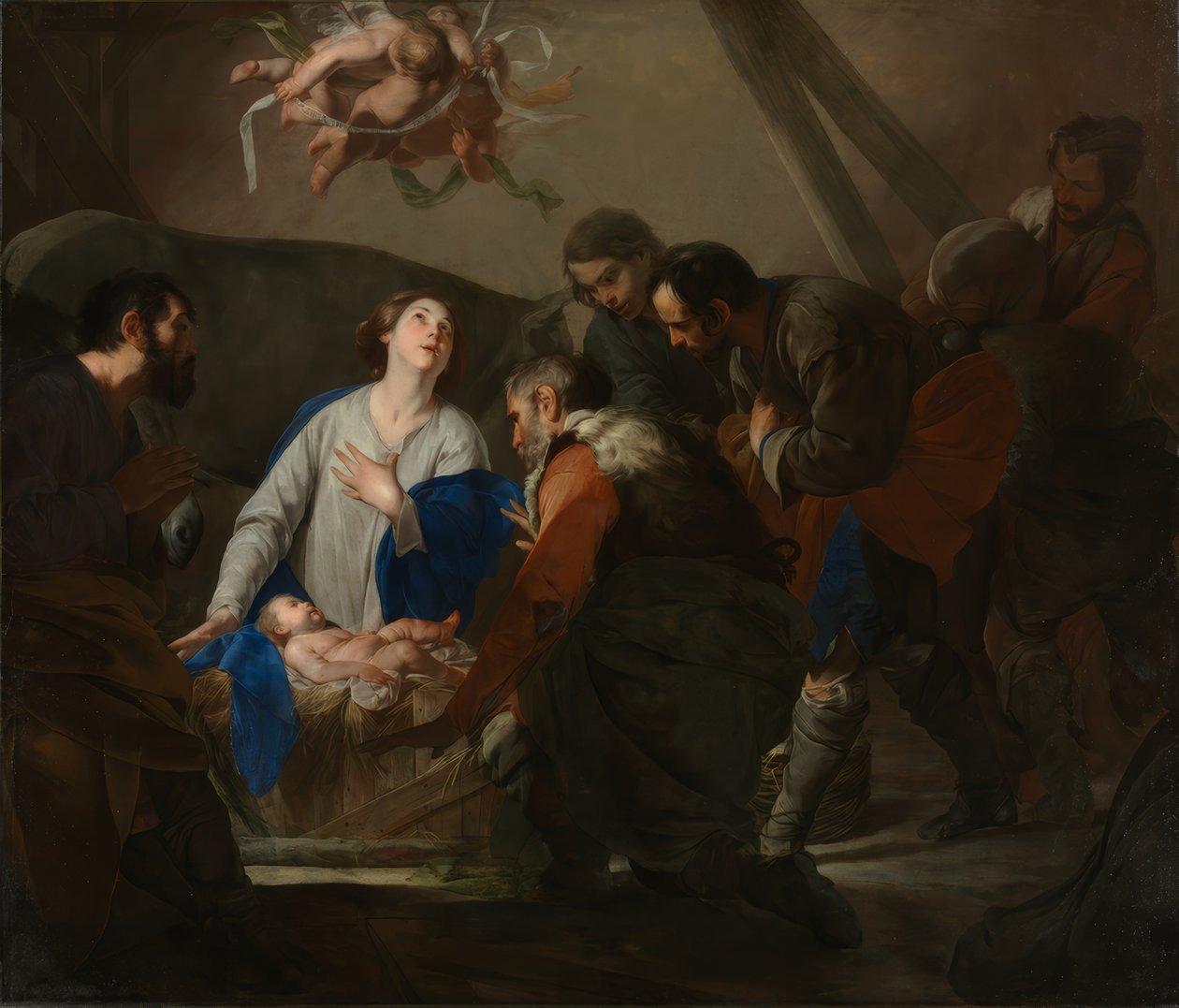 Bernardo Cavallino / A Adoração dos Pastores, c. 1650 de Bernardo Cavallino