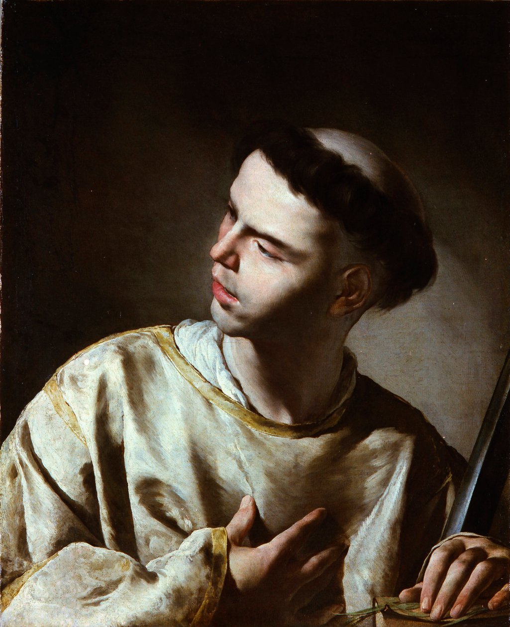 "Saint Laurent" (São Lourenço) Peinture de Bernardo Cavallino (1616-1656) - 1640s - Óleo sobre tela - Dim 65,5x53,5 cm Museo Lazaro Galdiano, Madrid de Bernardo Cavallino