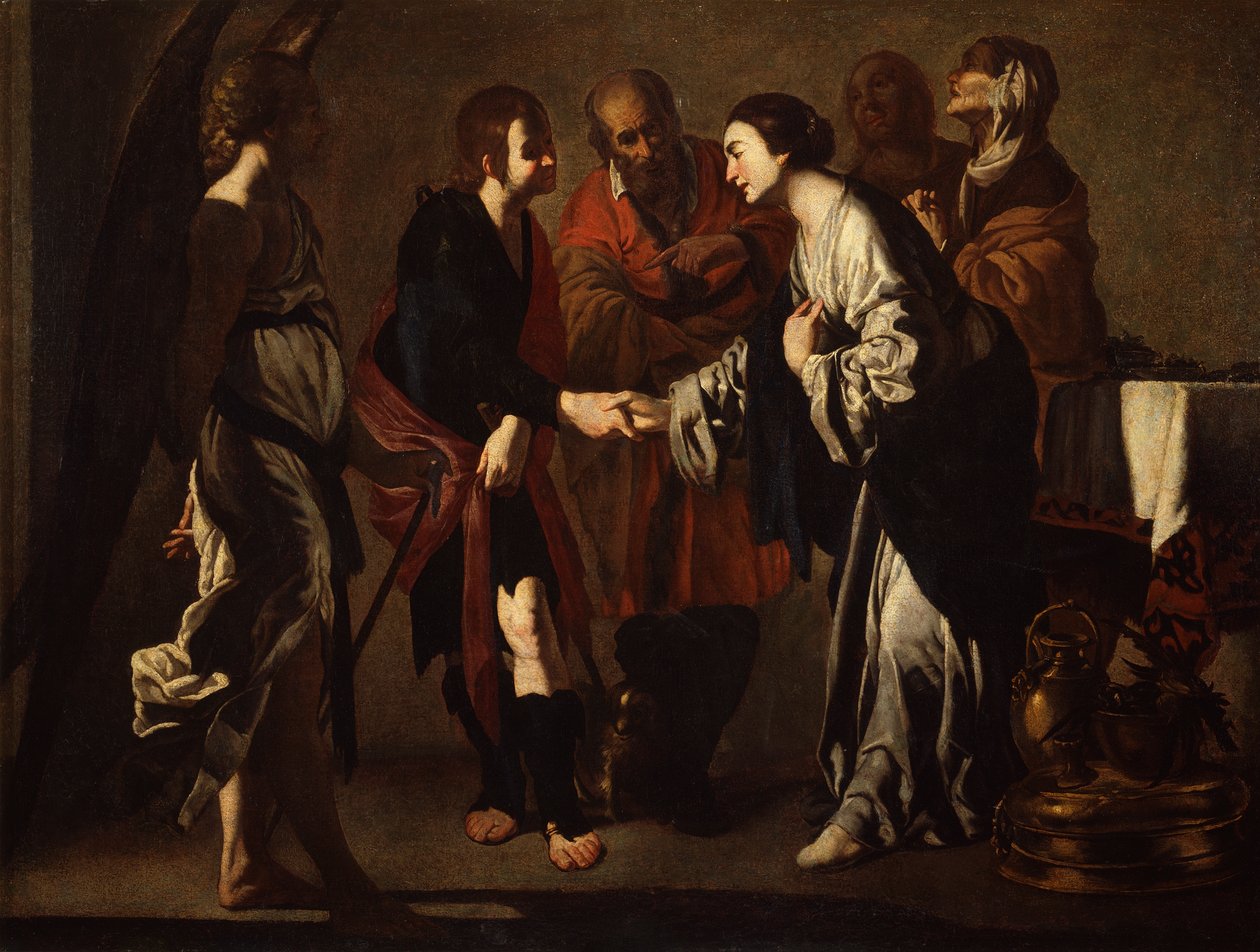 O noivado de Tobias e Sara (óleo sobre tela) de Bernardo Cavallino