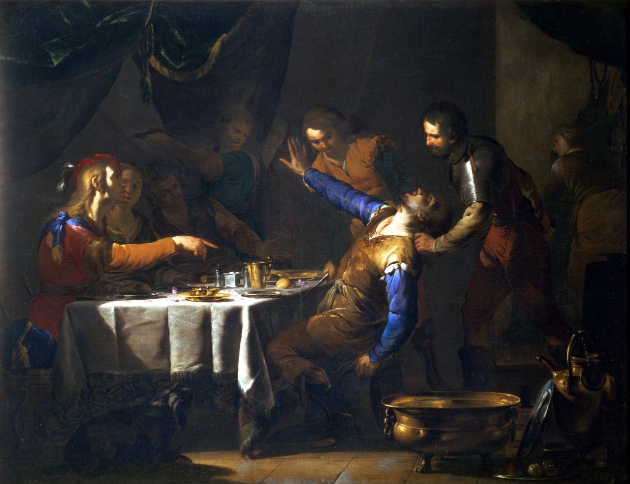 O assassinato de Amnon pelo seu irmão Absalom (óleo sobre tela) de Bernardo Cavallino