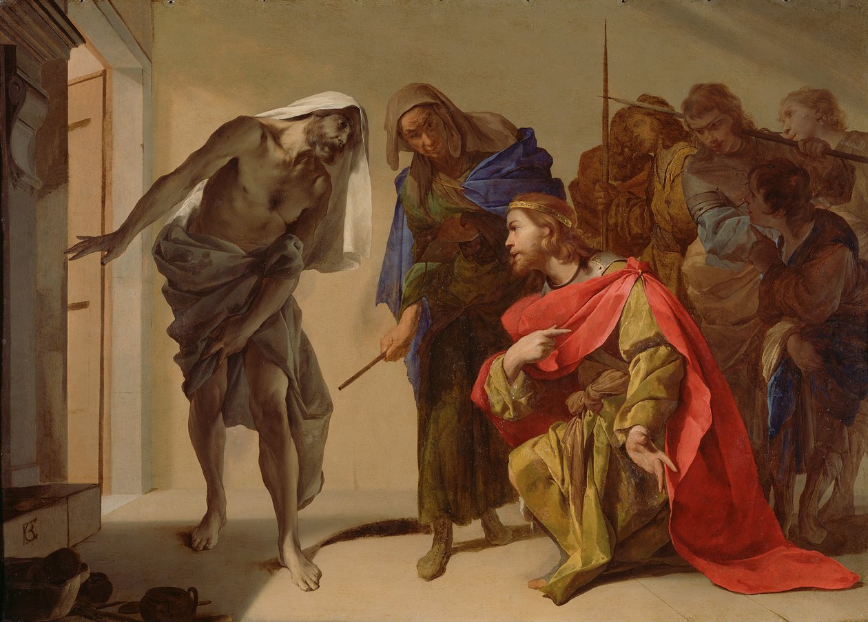 A sombra de Samuel invocada por Saul, c. 1655 de Bernardo Cavallino
