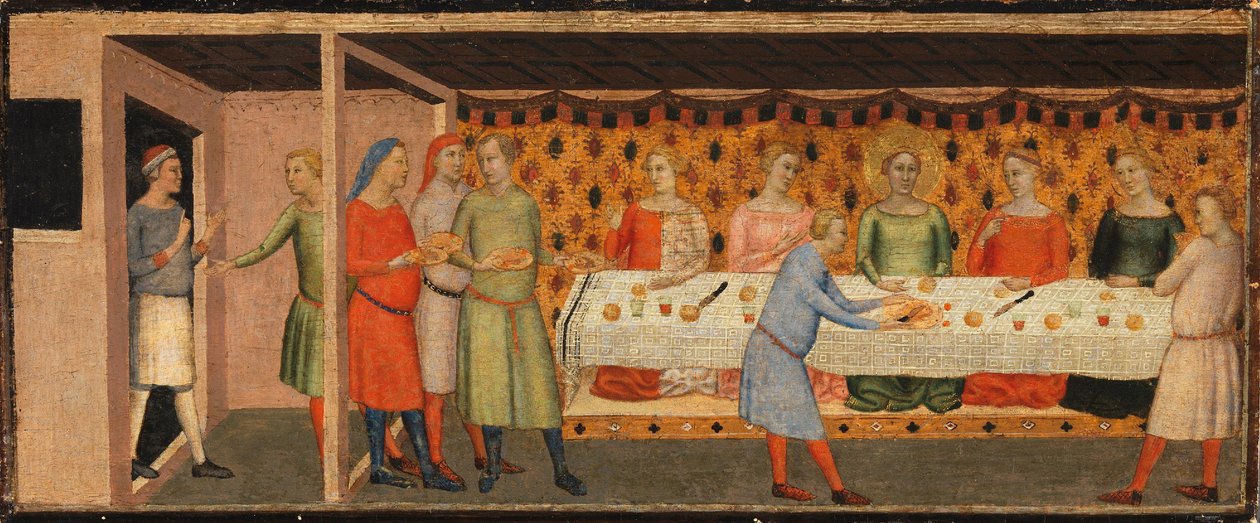 Banquete de casamento de Santa Cecília de Bernardo Daddi
