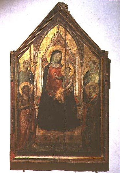 Madonna e Child enthroned with Saints (tempera no painel) de Bernardo Daddi