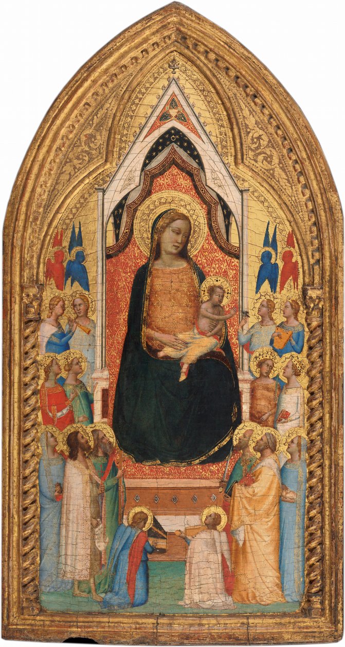 Madonna e criança com santos e anjos de Bernardo Daddi