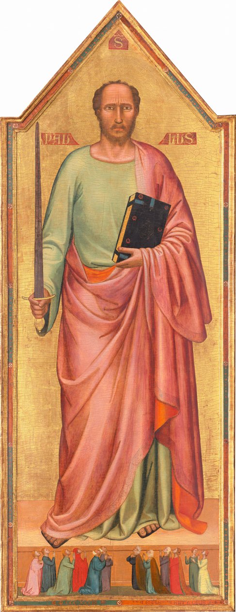 São Paulo e um Grupo de Adoradores, 1333. de Bernardo Daddi