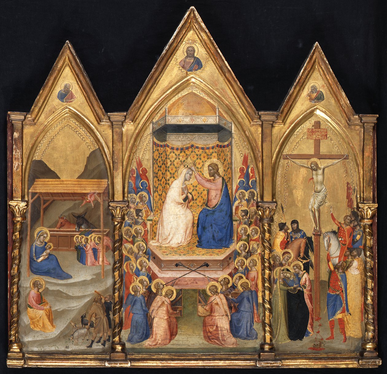 Triptychon (Geburt Christi; Marienkrönung; Kreuzigung) de Bernardo Daddi