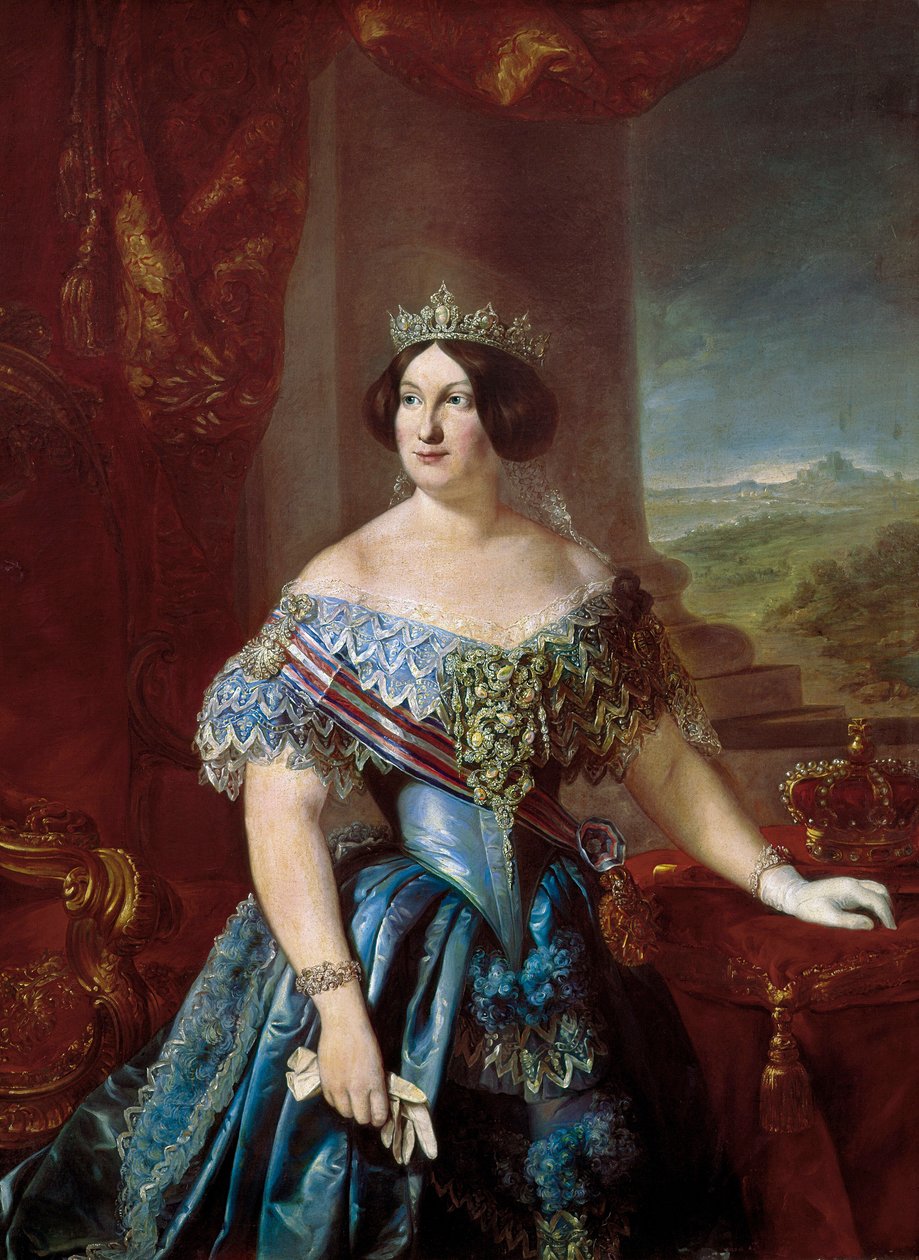 Retrato de Isabella II de Espanha (Isabella de Bourbon) (1830-1904). Pintura de Bernardo LOPEZ PIQUER de Bernardo Lopez y Piquer