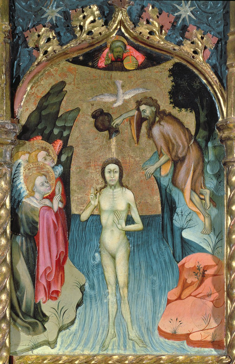 Retábulo representando o Batismo de Jesus por São João Batista da Igreja de Cabrera de Bernardo Martorell