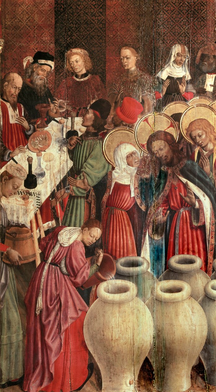 Altarpiece of the Transfiguration, detalhe do casamento de Caná de Bernardo Martorell