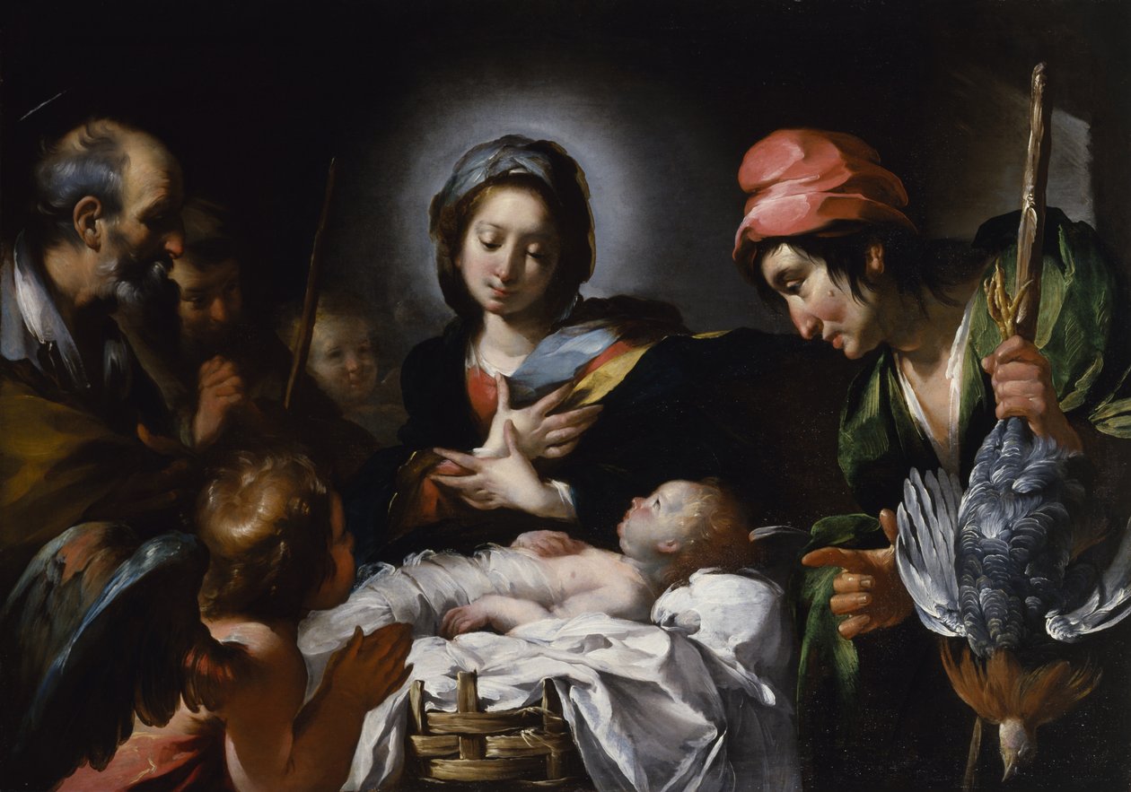Adoração dos Pastores, c.1615 (óleo sobre tela) de Bernardo Strozzi