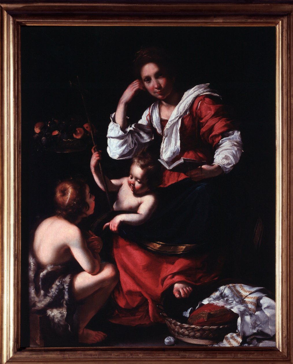 Representação da Sagrada Família com São João Batista (A Sagrada Família com São João Batista) Pintura de Bernardo Strozzi (1581-1644) Genes, Musei di Strada Nuova (ex Palazzo Rosso) Itália de Bernardo Strozzi