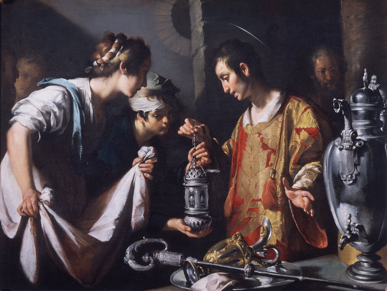 São Lourenço distribuindo as riquezas da Igreja, c.1625 (óleo sobre tela) de Bernardo Strozzi