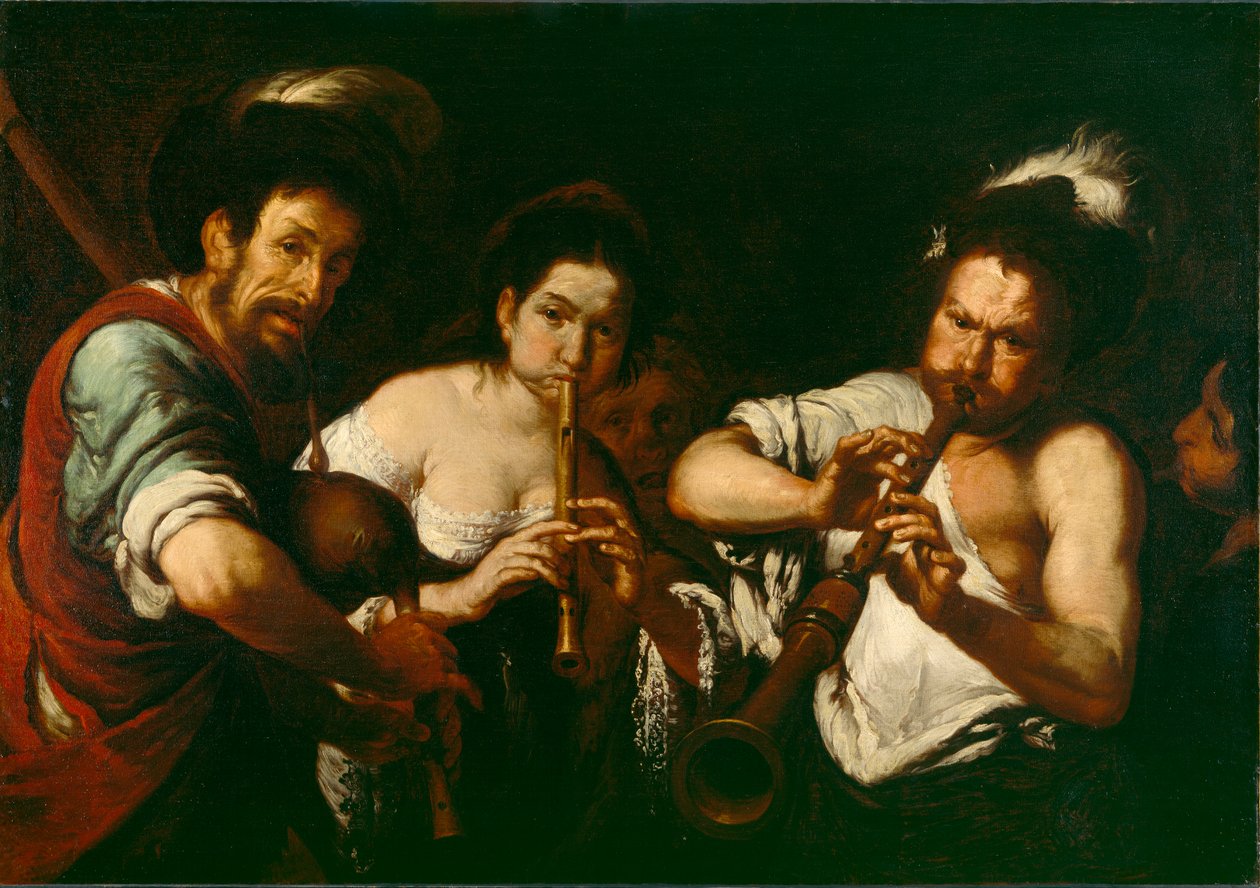 Músicos de rua, c.1630 de Bernardo Strozzi