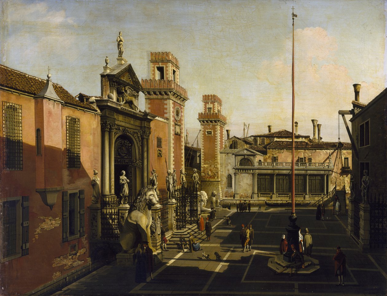 A entrada para o arsenal, Veneza, c. 1740s de Bernardo after Bellotto
