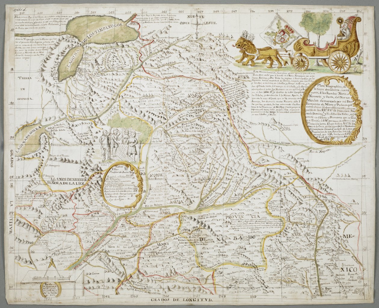 Mapa de partes do Novo México de Bernardo de Miera y Pacheco
