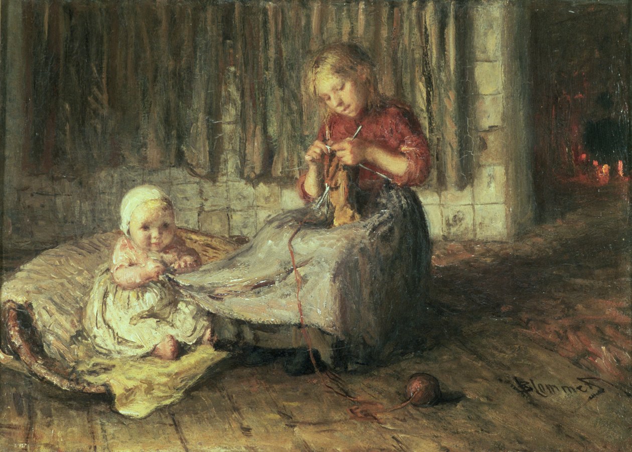 Bebê sentado de Bernardus Johannes Blommers or Bloomers