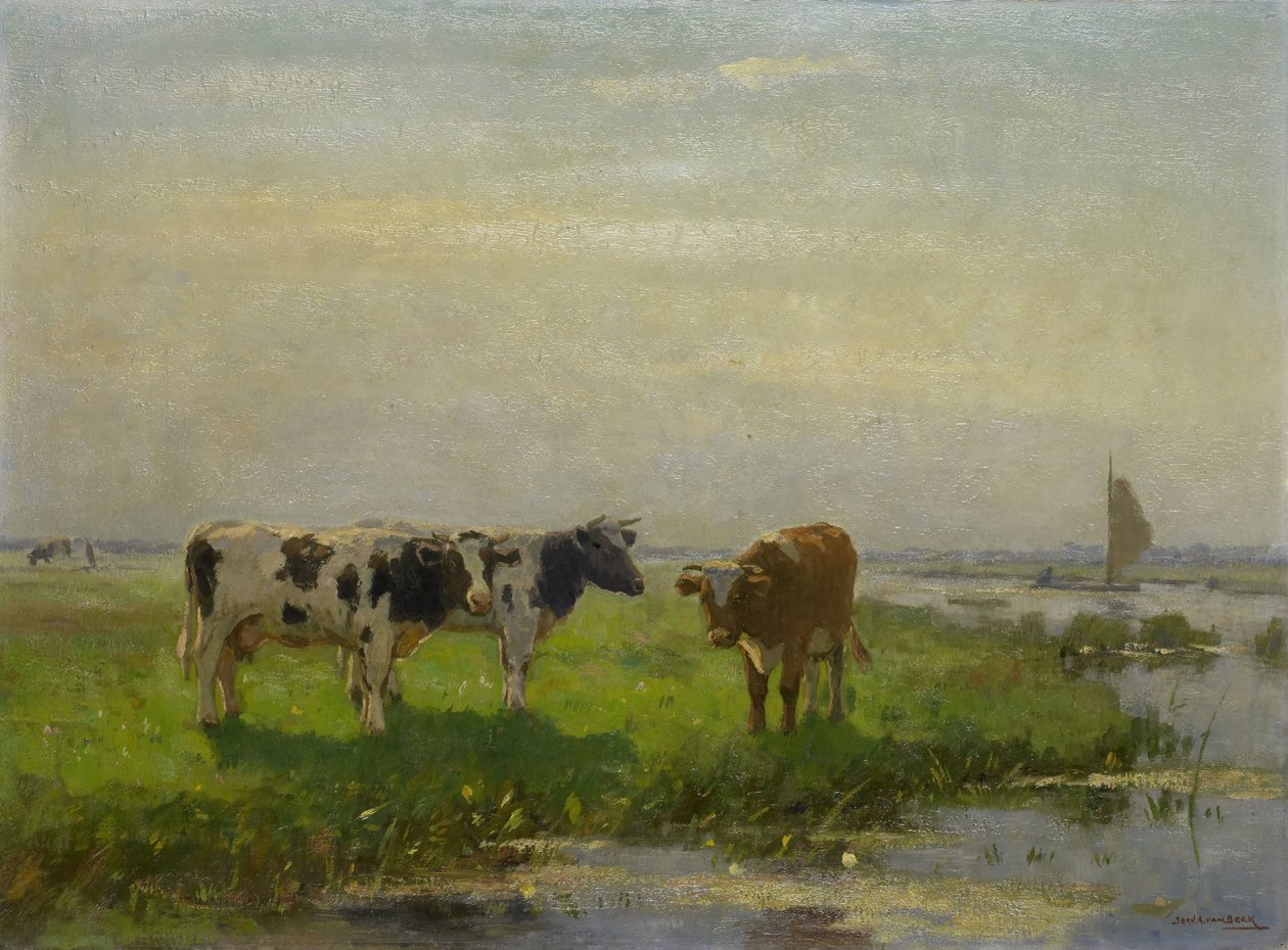 Vacas no Prado de Bernardus Antonie van Beek