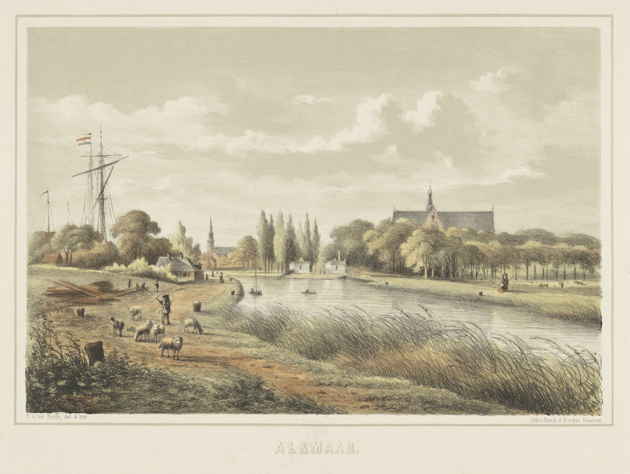 Vista de um rio perto de Alkmaar de Bernardus Gerardus ten Berge