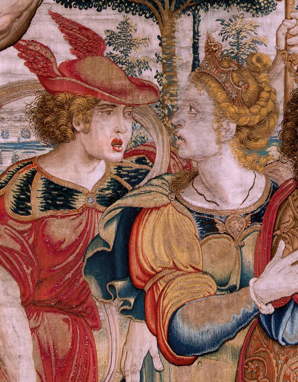Tapeçaria flamenga. Série As Esferas. Hércules que suporta a esfera celeste (Hércules sostiene la esfera celeste). Primeira tapeçaria da série. Modelo Barend van Orley ou Pieter Coecke van Aelst. 1525-1530. Fabricação de Joris Vezeleer (Georg Wezeler)? de Bernart van (attr. to) Orley