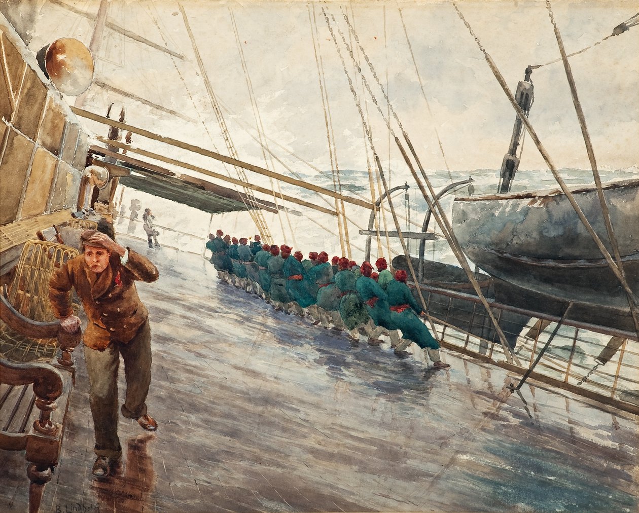 Navio num mar tempestuoso de Berndt Lindholm