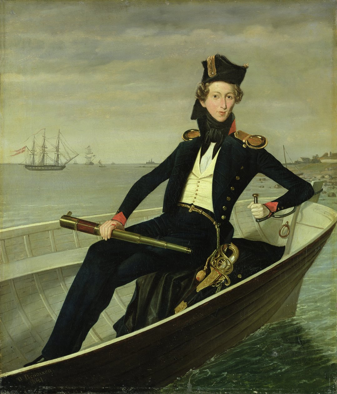 Retrato de um jovem oficial naval dinamarquês de 1841 de Bernhard Axel Bendixen