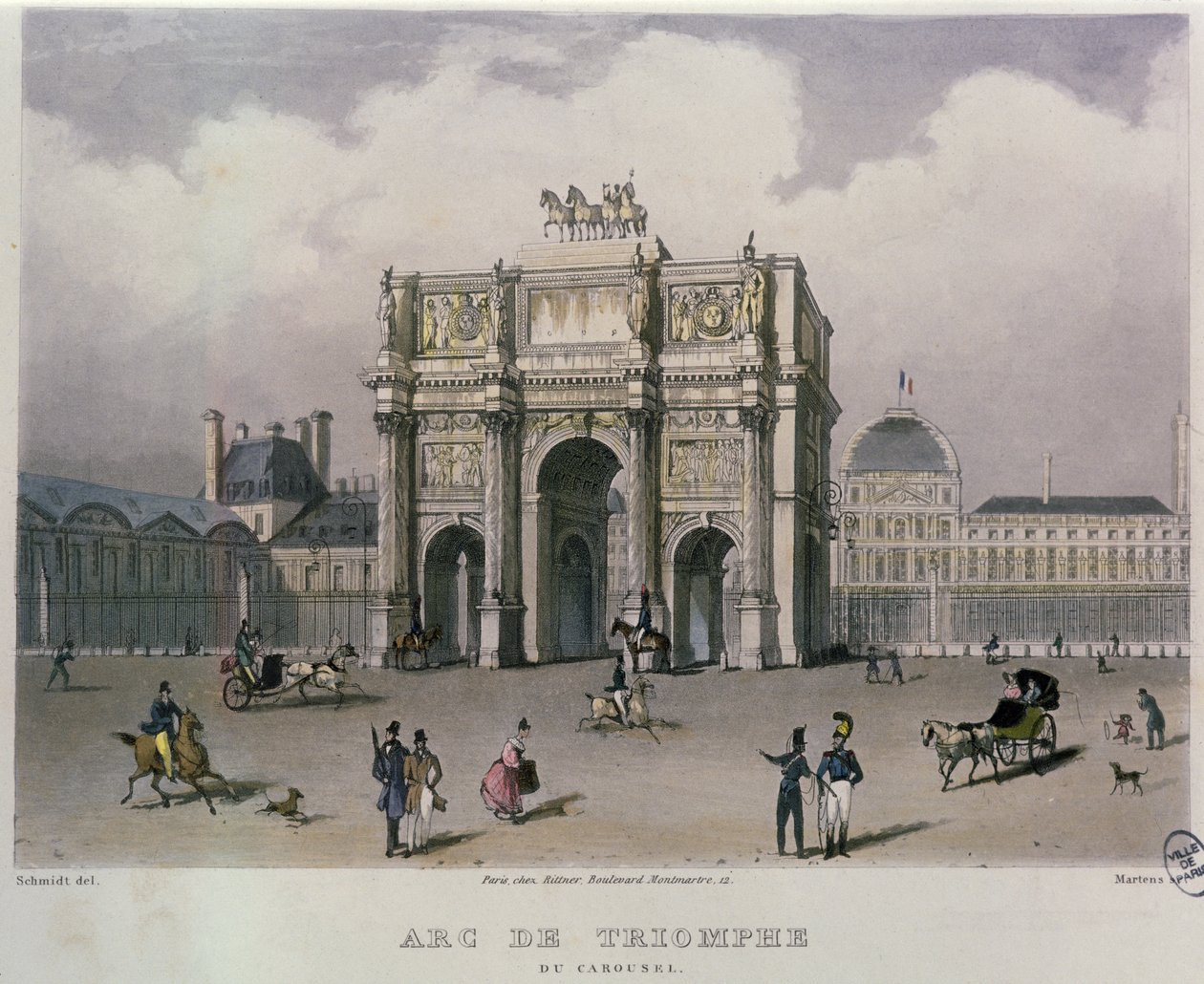 O Arco do Triunfo do Carrossel, Paris, 1832 de Bernhard Schmidt