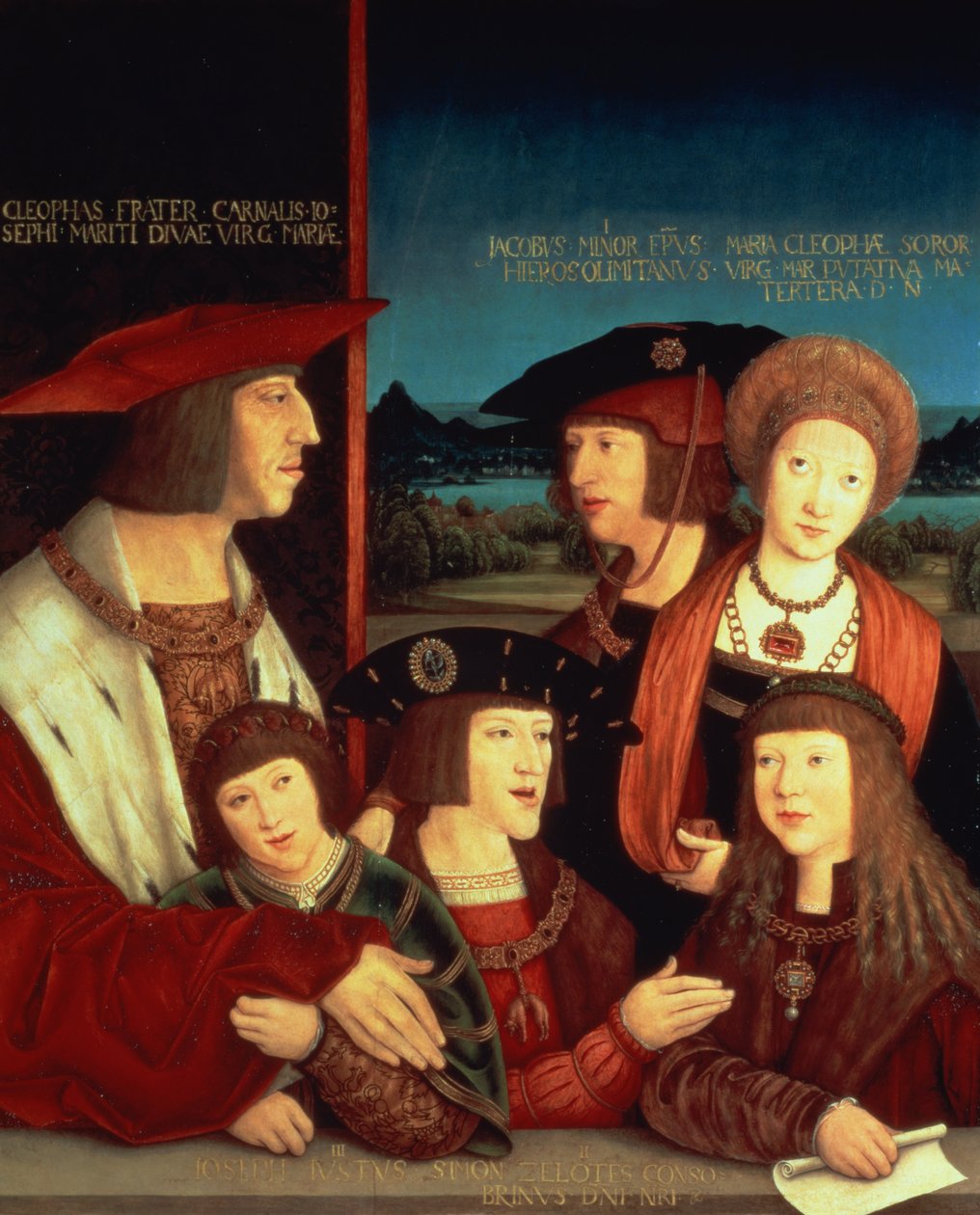 Maximiliano I (1459-1519) com sua primeira esposa Maria da Borgonha (1457-82) entre eles seu filho Filipe I Espanha e Rei de Castela (a Feira) (1478-1506), seus filhos Carlos V (1500-58), Ferdinand I (150 de Bernhard Strigel