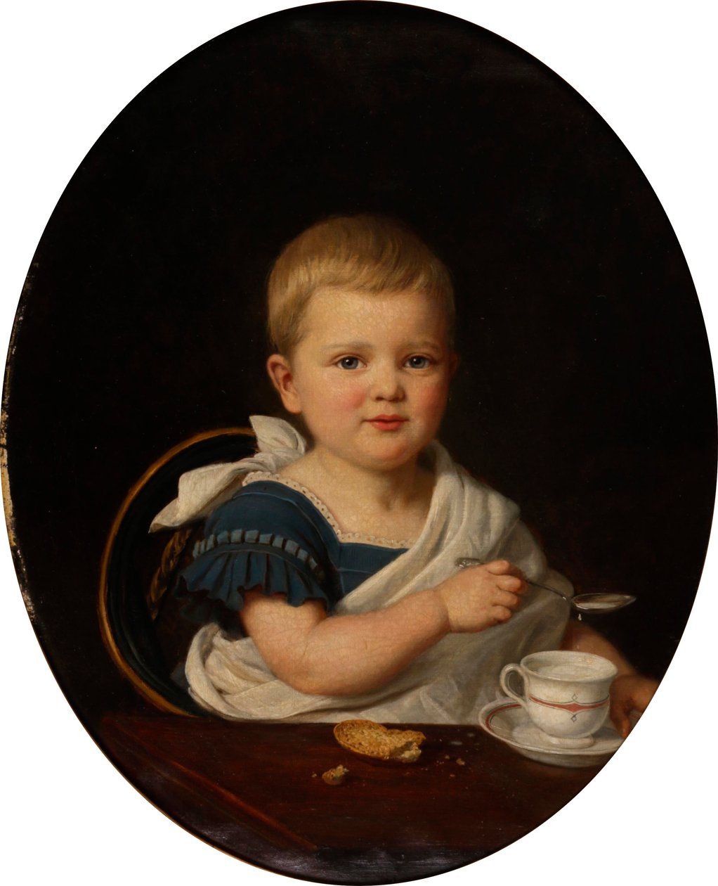 Alemão: Retrato de uma criança ao pequeno-almoço de Bernhard Reinhold