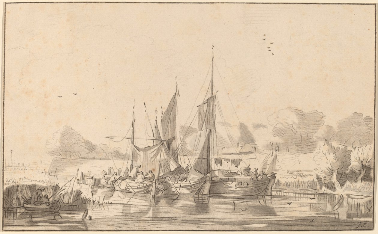 Canal em Utrecht, 1771, publicado em 1787. de Bernhard Schreuder