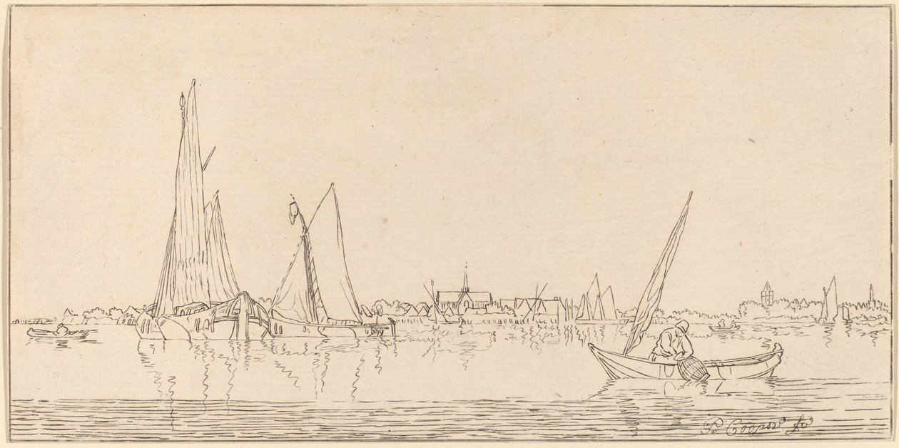 Rio com Vila, 1775. de Bernhard Schreuder