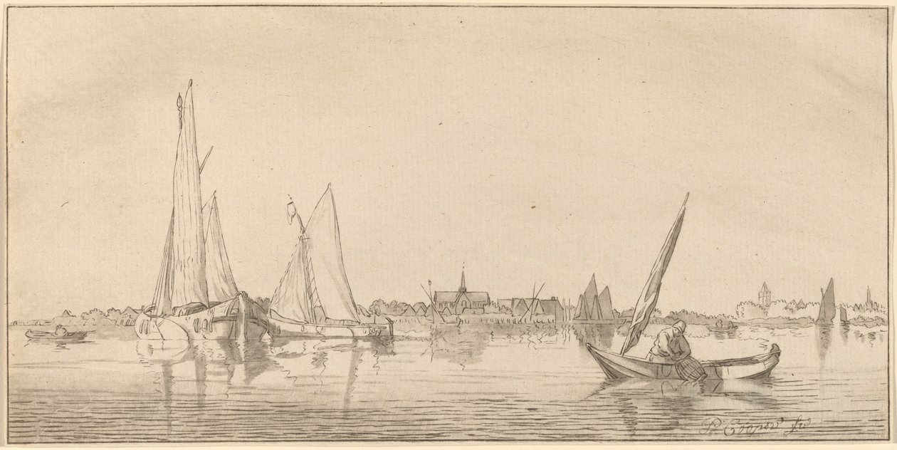 Rio com Vila, 1775. de Bernhard Schreuder