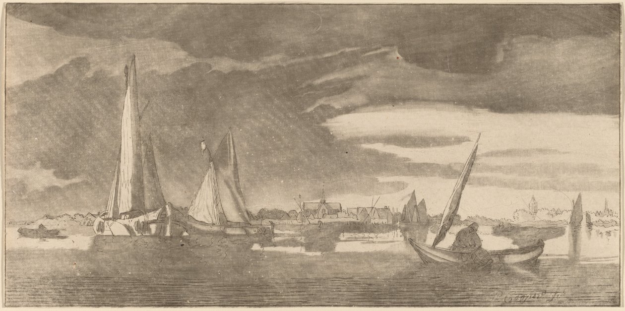 Rio com Vila, 1775. de Bernhard Schreuder