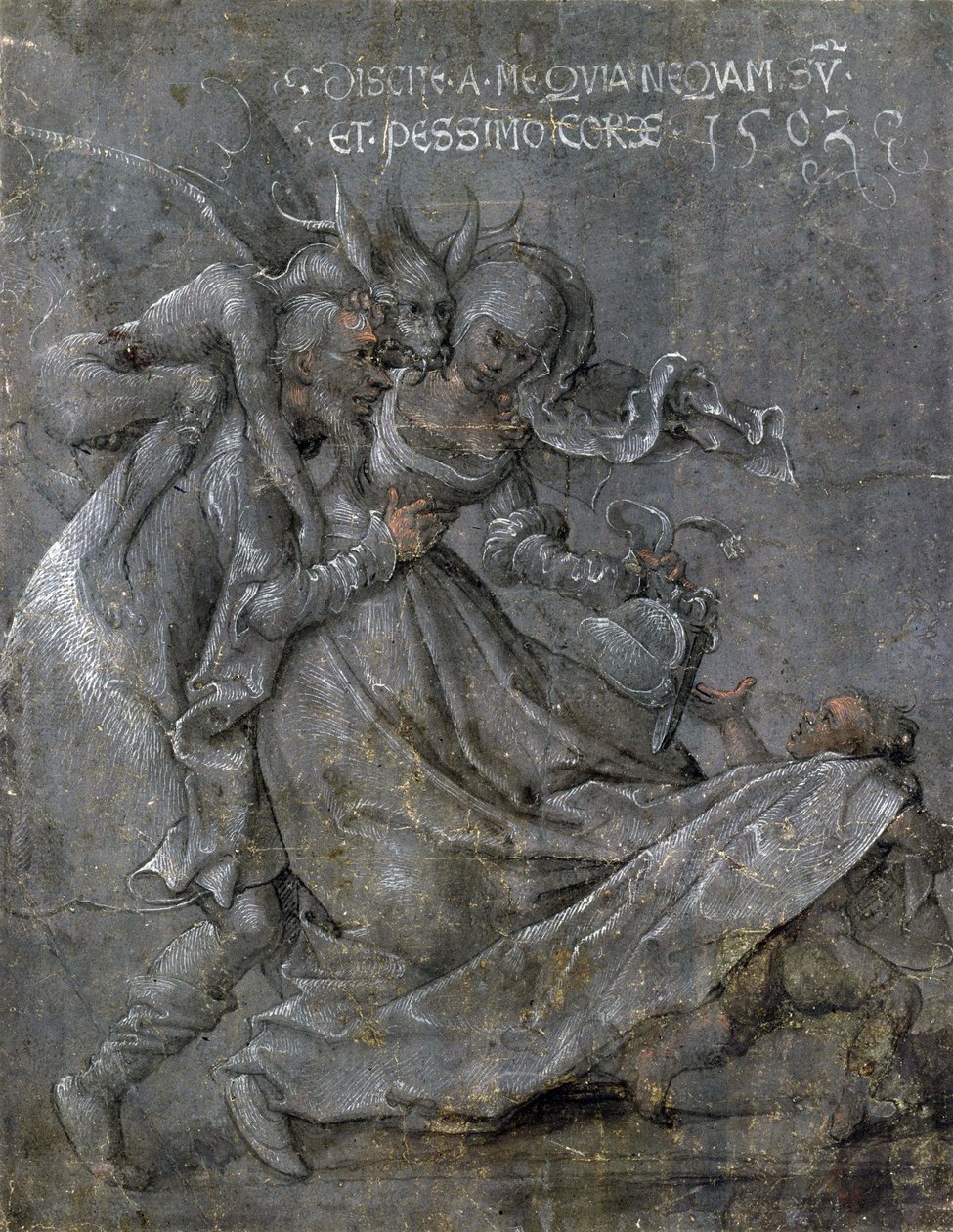 Par de amantes com o Diabo e Cupido de Bernhard Strigel