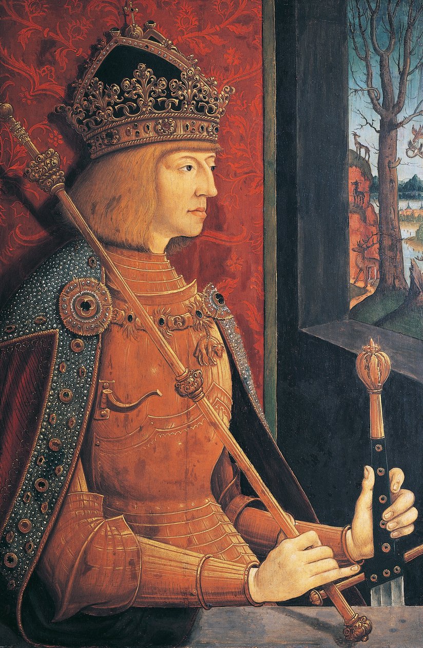 Retrato de Maximiliano I da Áustria, Imperador do Sacro Império Romano-Germânico de Bernhard Strigel